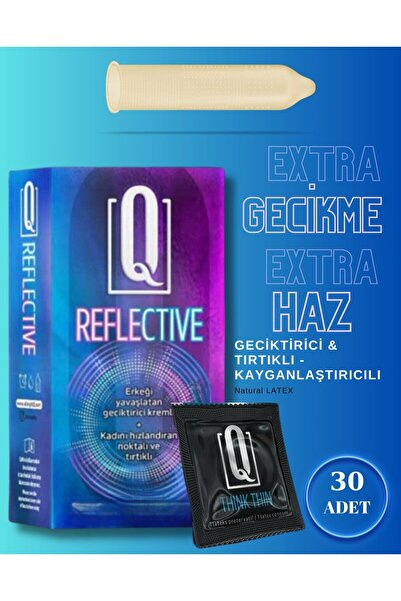 Q LIQUIDS Tırtıklı ve Geciktiricili 30'lu Prezervatif Kayganlaştırıcılı Condom