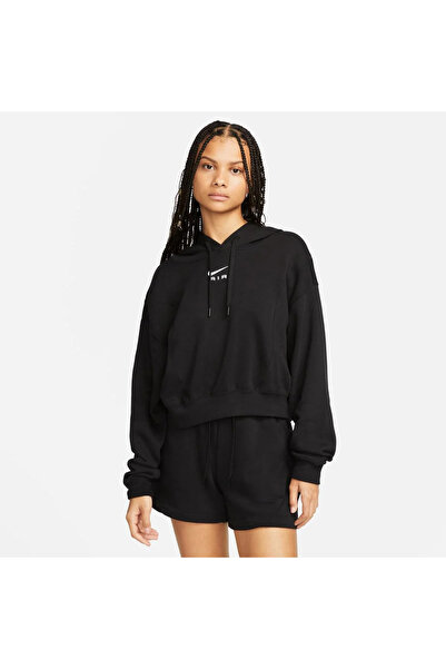 Nike Sportswear Air Oversized Mod Crop Fleece Kadın Siyah Hoodie DV8048-010