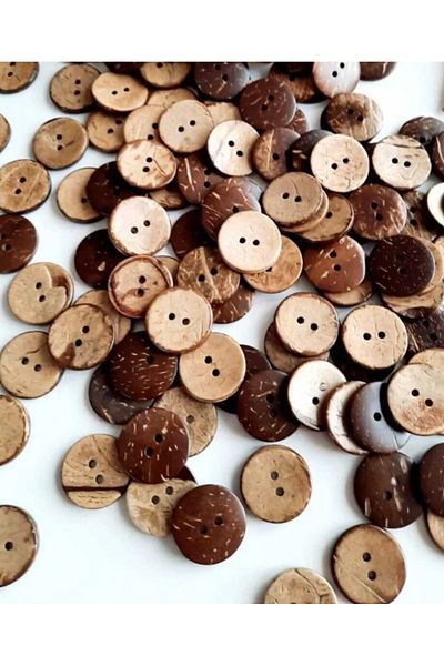 HOBİKİDS Wooden Cocanat Striped Button 20 Pack 25 Mm
