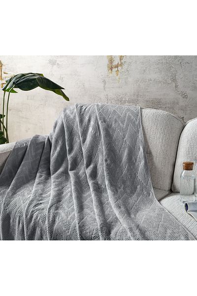 Doqu Home Adora Gray Sofa Shawl - 130X170 cm