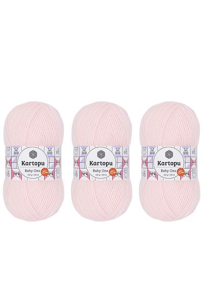 Kartopu Baby One Antipilling Νήματα Πλεξίματος Χεριών 100 gr 3 Τεμάχια Χρώμα K255 Ροζ σε σκόνη