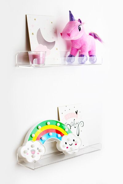 Design trasparente Pleksi Şeffaf Raf / Kitaplık 45cm 2 Adet