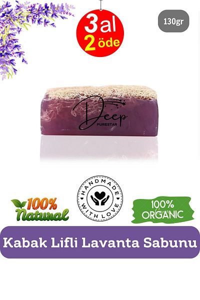 Deep Purestar Natural Pumpkin Fiber Lavender Soap 130 Gr