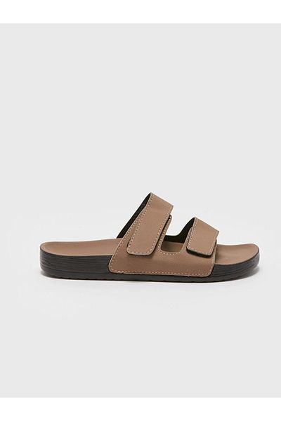 LC Waikiki Men's Slippers - Leather Look and Velcro