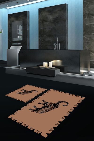 Kilimteks طباعة رقمية قطعة مانع للانزلاق قابل للغسل طقم حمام مزدوج بنمط الفيل...