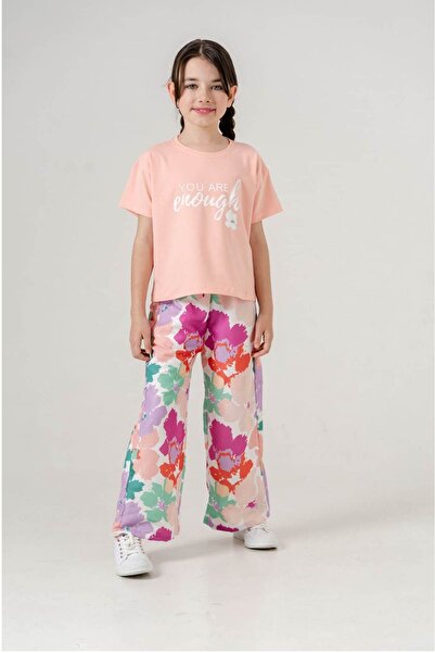 diamondstar 5-12 Years Girl's Crew Neck Printed Waiter Set