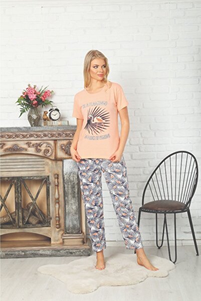 Sude HOMEWEAR Set pijamale cu mâneci scurte pentru femei cu model flamingo
