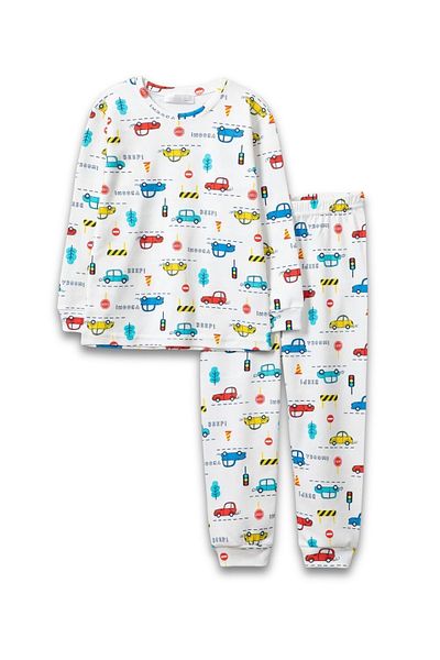 Beniizle Cars Patterned 100% Cotton Boys' Pajamas Set