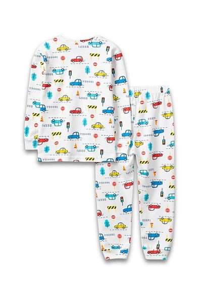 Beniizle Cars Patterned 100% Cotton Boys' Pajamas Set