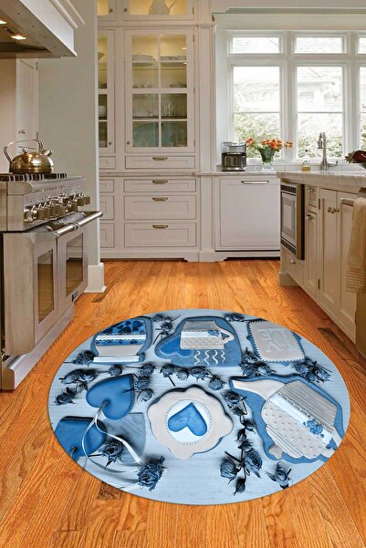 Kilimteks 3D Dijital Baskılı Kaymaz Taban Yıkanabilir Renkli Modern Yuvarlak ...