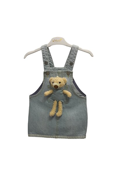 RİNDO KİDS Kız Çocuk Çift Düğme Kapama Çok Cepli Oyuncak Ayıcıklı Askılı Kot ...