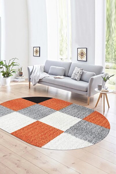 Kilimteks Dijital Kaymaz Yıkanabilir Modern Desen Oval Yolluk Mutfak Salon Ha...