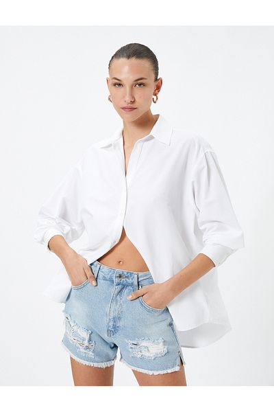 Koton Oversize βαμβακερό πουκάμισο μακρυμάνικο