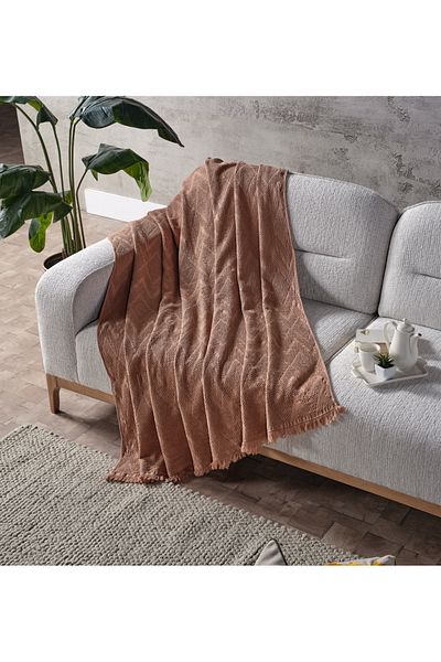 Doqu Home Adora Salmon Sofa Shawl - 130X170 cm