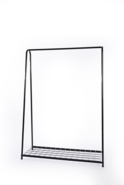 Fec Reklam Raflı Metal Ayaklı Konfeksiyon Askılığı Siyah Ayaklı Askılık Raflı Elbise Askılığı Kıyafet Askılığı