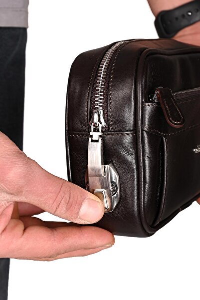 Grande 4288 Model - Brown Genuine Leather Lockable Hand Portfolio Bag