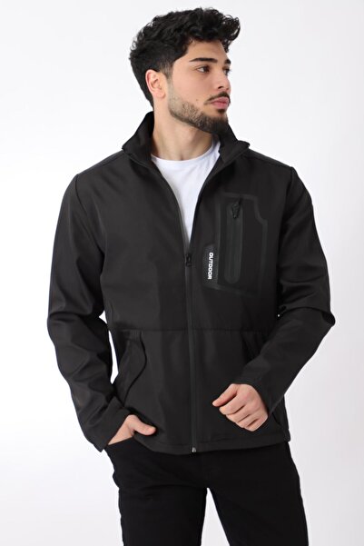 Stilkombin Stand Collar Chest Zippered Raincoat - PLDP 2982_60289