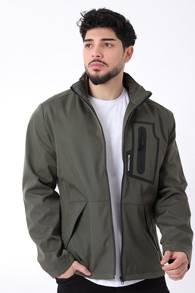 Stilkombin Stand Collar Chest Zippered Raincoat - PLDP 2982_60289