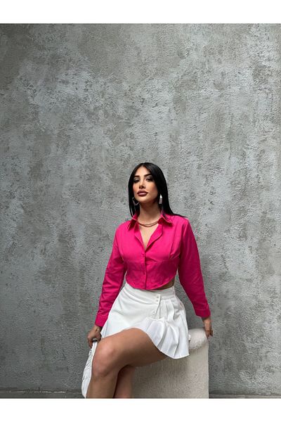kenza'a Cămașă Crop pentru damă - Design cu pensete în talie