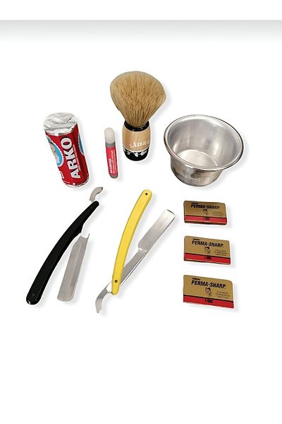efmues Shaving Set Beard Brush Razor Classic Shaving Set Leaf Razor Professional Shaving Set