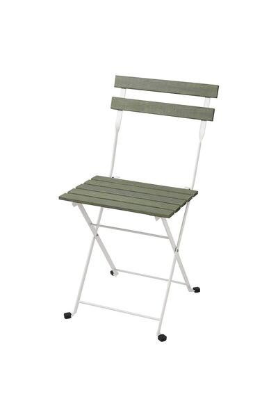 IKEA katlanabilir sandalye, beyaz-yeşil, mindersiz