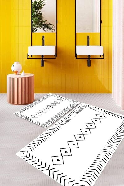 Alkilim قاعدة مطبوعة رقمية غير قابلة للانزلاق قابلة للغسل، سجادة حمام مزدوجة،...