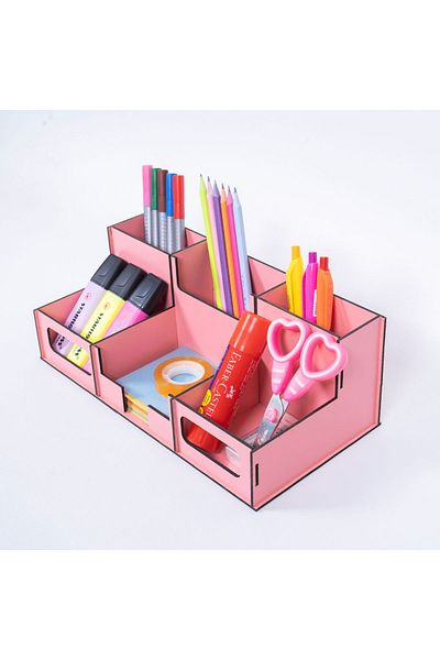 kutuTR Notpa Office Type 6 Compartment Decorative Desktop Pen Holder Pencil Box Organizer