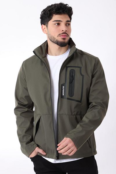 Stilkombin Stand Collar Chest Zippered Raincoat - PLDP 2982_60289