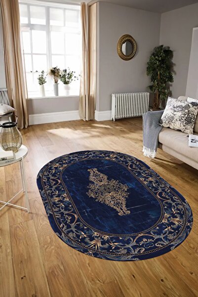 Alkilim Dijital Baskılı Kaymaz Yıkanabilir Klasik Oval Yolluk Mutfak Salon Ha...