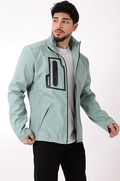 Stilkombin Stand Collar Chest Zippered Raincoat - PLDP 2982_60289