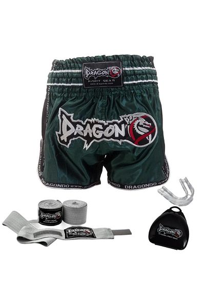 Dragondo شورت Muay Thai Retro - ضمادة ملاكمة بطول 3.5 متر، مجموعة تسنين احترافية
