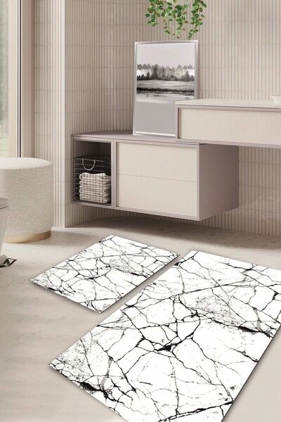 Kilimteks قاعدة رخامية منقوشة غير قابلة للانزلاق قابلة للغسل مكونة من قطعتين ...