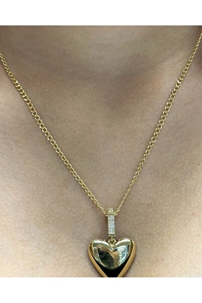 Hakan Güler Kuyumculuk 14 Ayar Altın Kalp Kolye Uçlu  Gurmet Zincir
