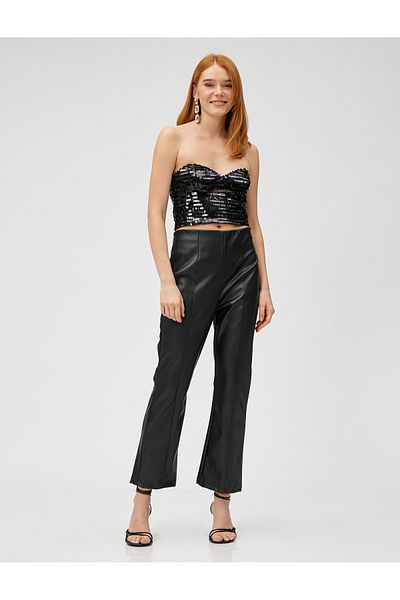 Koton Bustier mit Pailletten, trägerloser Reißverschluss hinten