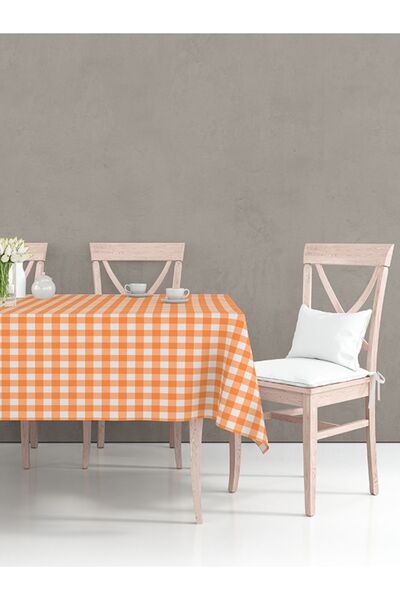 Tuable Kareli Masa Örtüsü Turuncu 160x220cm