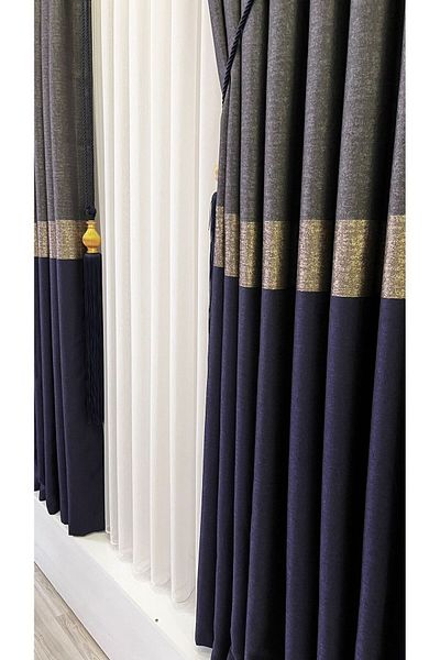 Fon Dünyası Panel Background Curtain Anthracite Navy Blue (Single Wing)