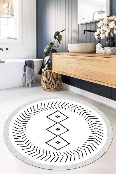 Viyana Home Dijital Baskılı Kaymaz Taban Yıkanabilir Yuvarlak Salon Halısı Mu...