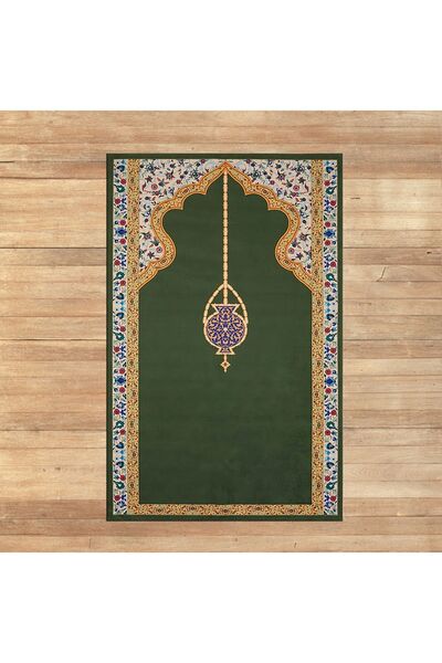 Viyana Home سجادة صلاة للصلاة مطبوعة رقمية قابلة للغسل، V-SECCADE-18-GREEN