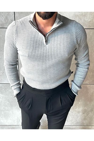 higo Full Lycra Half Zipper Sweater