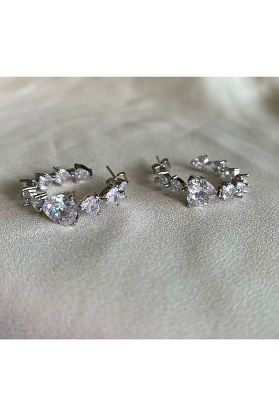 gaila design Jewelled Heart Cut Hoop Earrings