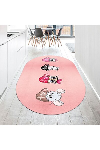 Viyana Home Dijital Baskılı Kaymaz Taban Yıkanabilir Oval Mutfak Halısı Yollu...