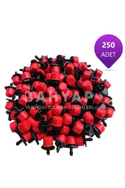 Bahyap Damlama Sulama Debi Ayarlı Kırmızı Damlatıcı Küçük Meme - 250 Adet