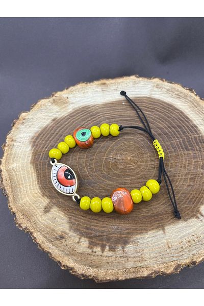 Balzamin Design Special Design - Glass Bead Irili Ceramic Women's Bracelet, Eye and Calf Eye