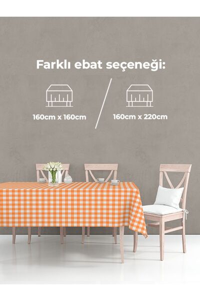 Tuable Kareli Masa Örtüsü Turuncu 160x220cm