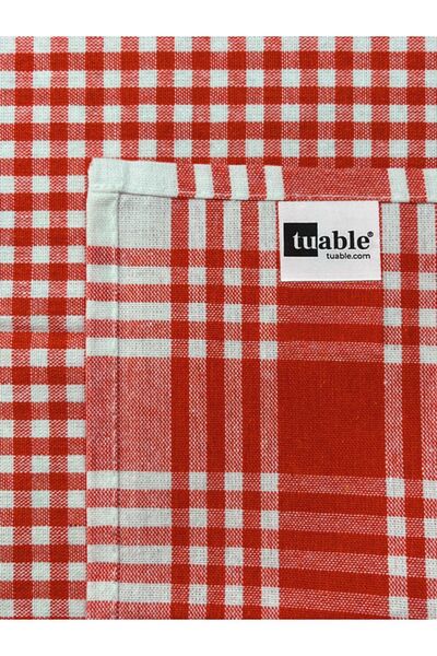 Tuable Pöti Kareli Kırmızı Kurulama Bezi, Beslenme Örtüsü, Servis Alman Peçetesi, Mutfak Havlusu 45x70cm