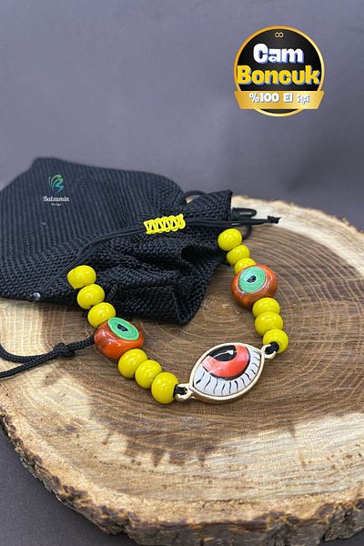 Balzamin Design Special Design - Glass Bead Irili Ceramic Women's Bracelet, Eye and Calf Eye