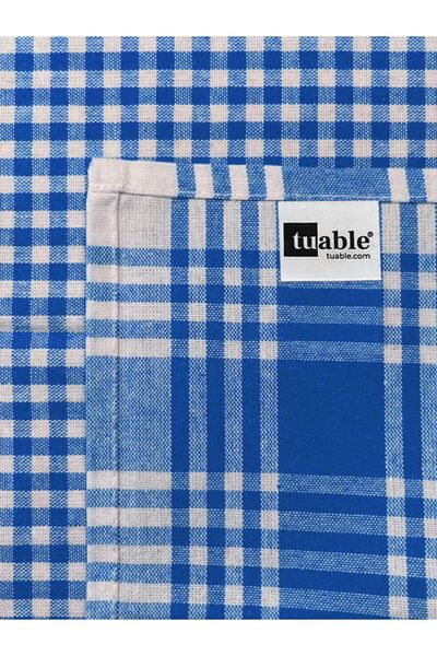 Tuable Pöti Kareli Mavi Kurulama Bezi, Beslenme Örtüsü, Servis Alman Peçetesi, Mutfak Havlusu 45x70cm