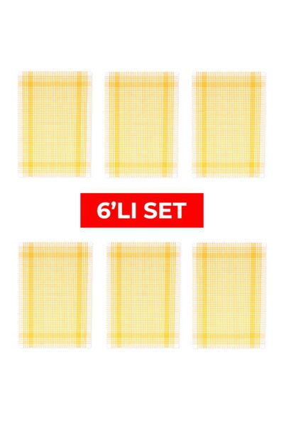 Tuable Pöti Kareli 6'lı Kurulama Bezi Sarı 45x70cm
