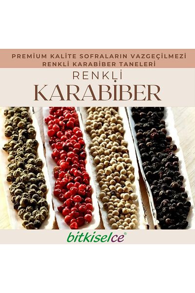 bitkiselce Premium Quality Indispensable Table Colored Black Pepper Grains 200 Gr