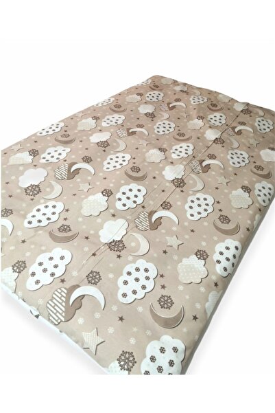 Bebek Özel Bebek Çocuk 100x150 Yorganı Standart Kahverengi Ay Bulut Yıldızlı